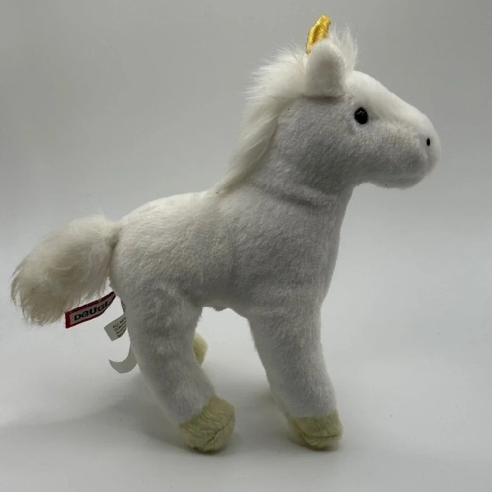 Douglas‎ Cuddle Toys White Unicorn Plush Stuffed Animal Gold Horn